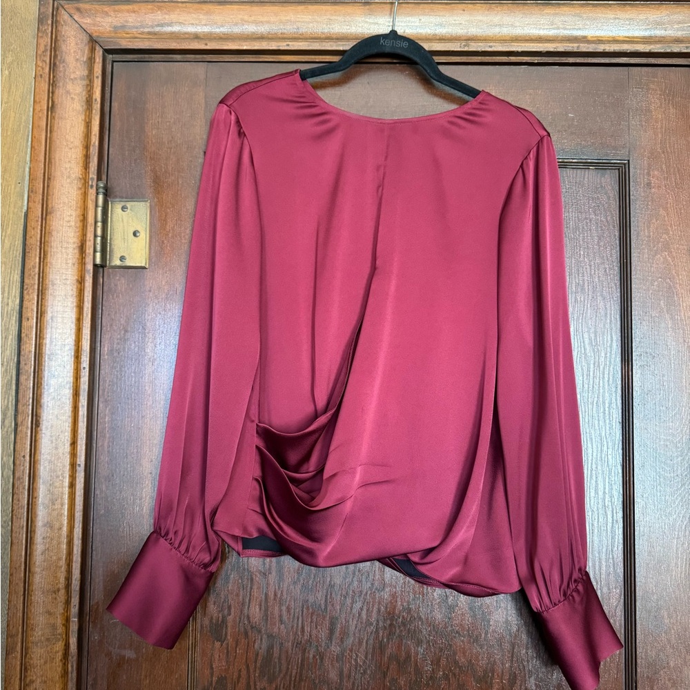 Beautiful Dark Red Satin Express Blouse - M